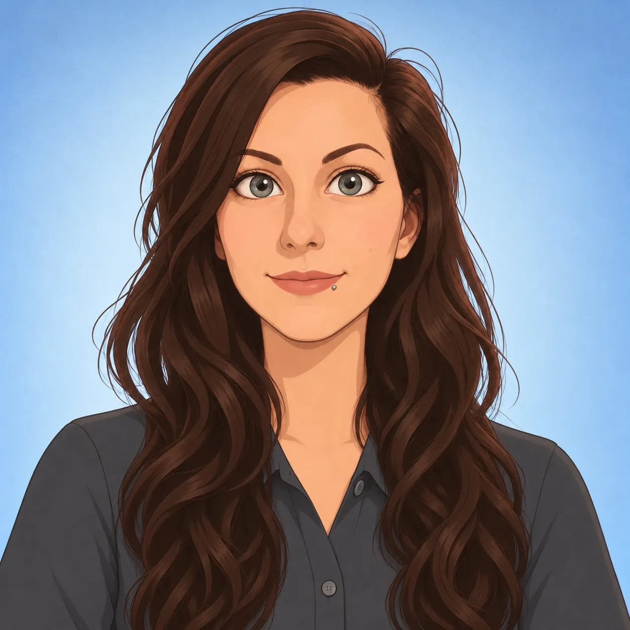 Illustrated portrait of Annie Lindgren, UI/UX + Web Designer